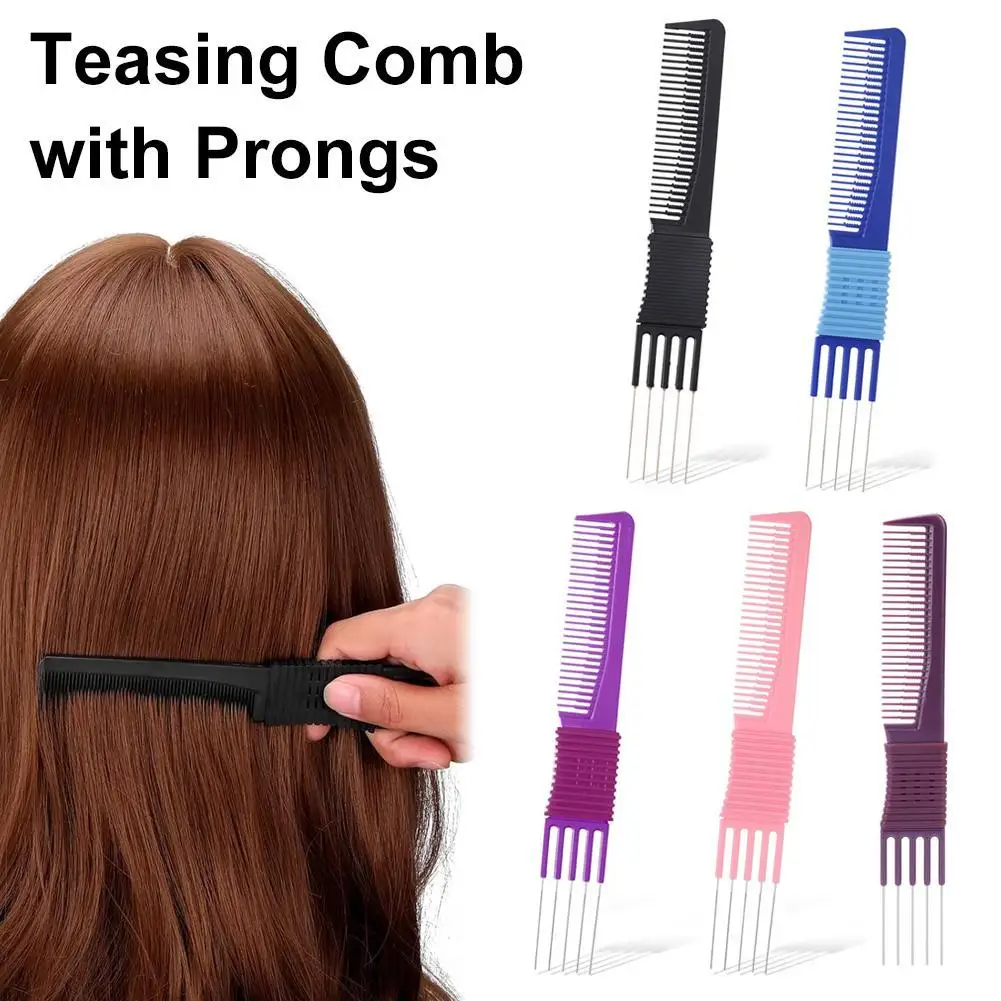 

Professional Five-needle hair-picking comb salon hair styling stainless steel antistatic dyeing hair comb Special for real hair