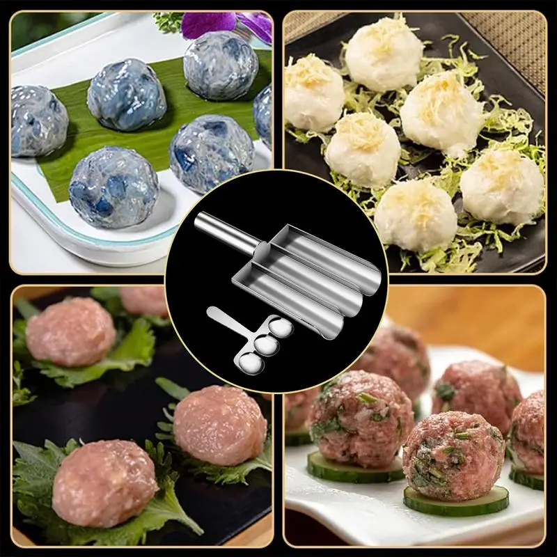 Meatball Machine Stainless Steel Manual Meatball Maker with cutting spatula Portable Meatball Mold for Cookie Dough kitchen tool