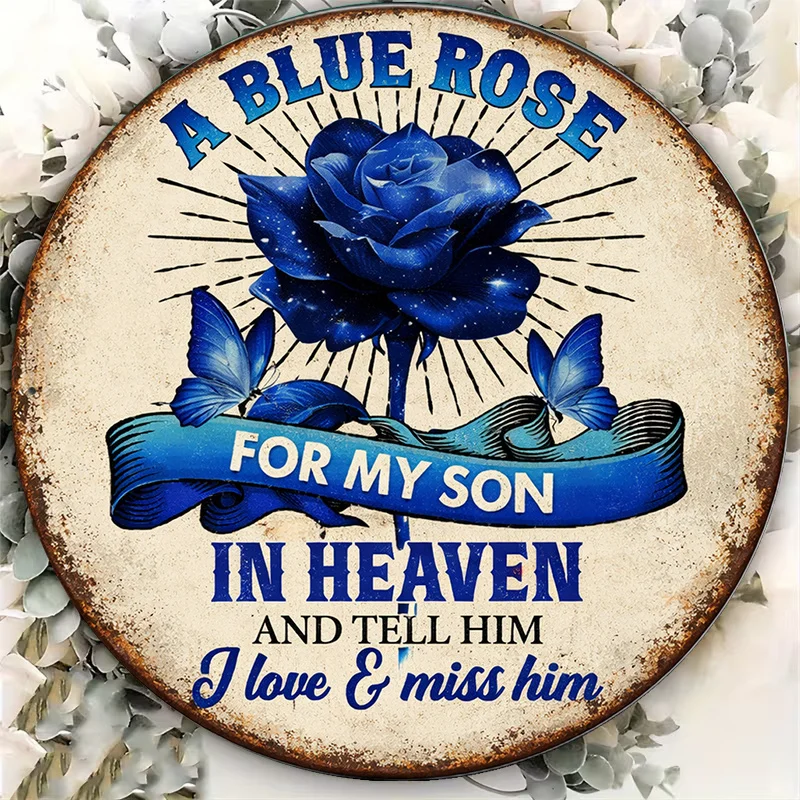 2D Flat, 1pc   Blue Rose Memorial Plaque Suitable for 