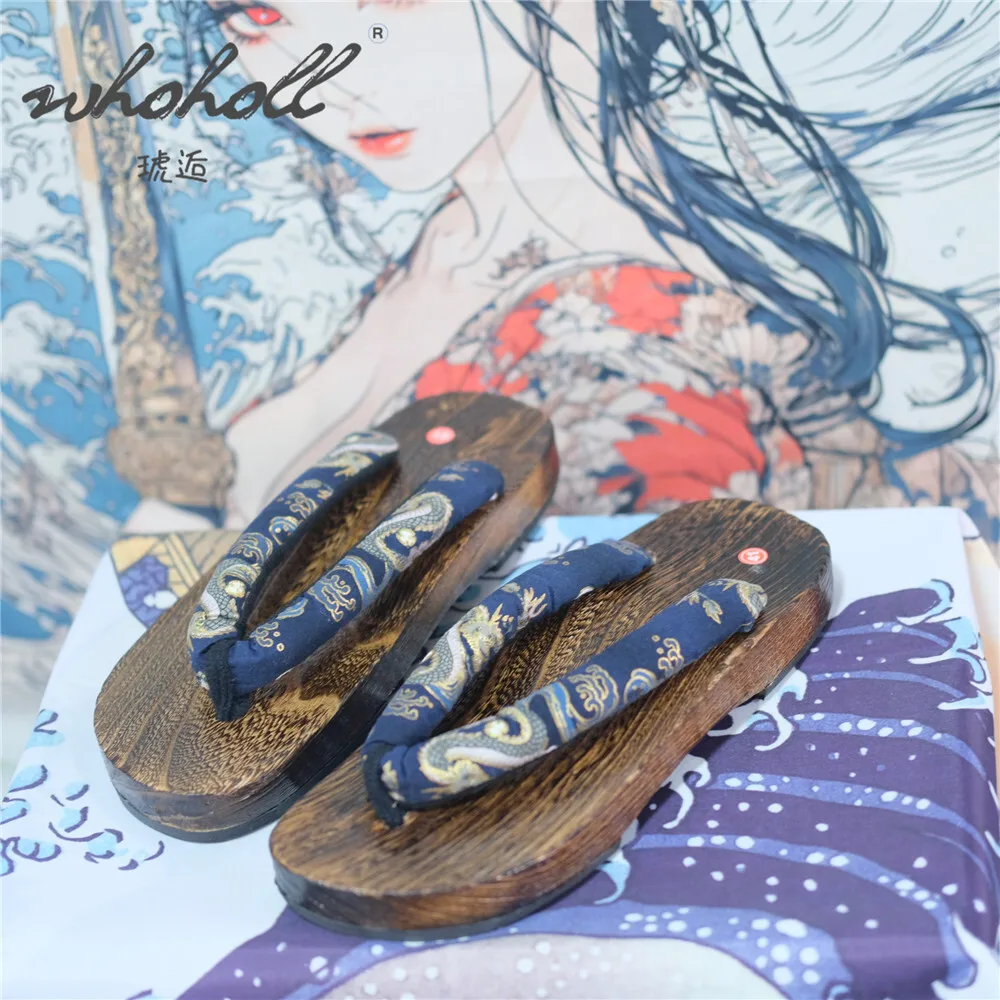 Man Wooden Clogs Slippers Women's Japanese Geta Cosplay Costumes Sandals Flip Flops, Thick Soled Summer Thick Sole Slippers