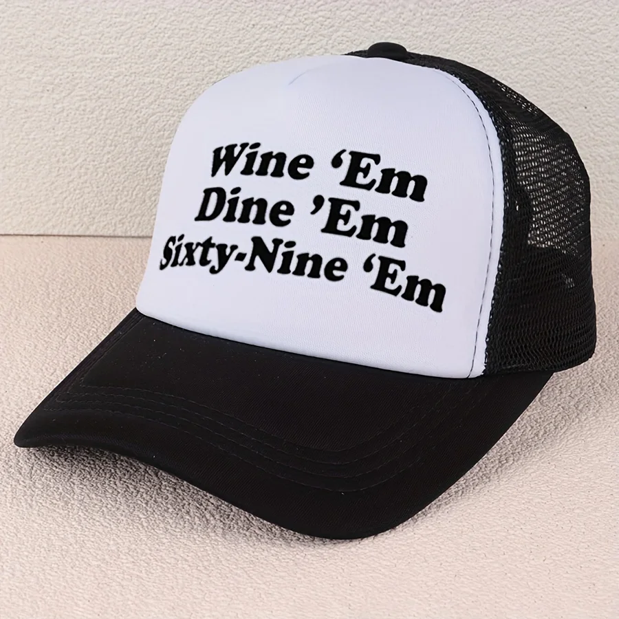 VERG Breathable Mesh Baseball Cap with Letter Print - Adjustable, Hand-Washable Polyester Trucker Hat for Casual Attire