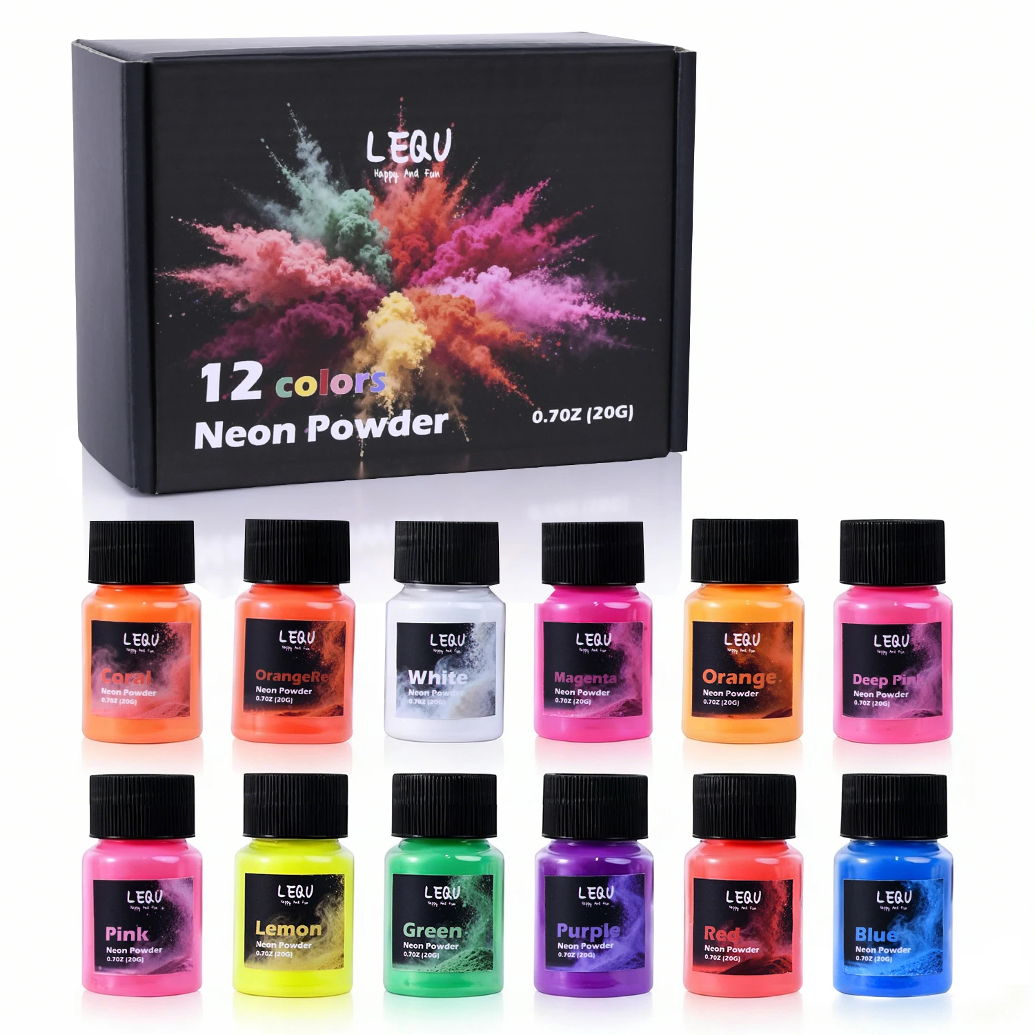 Neon-Pigmentpulver, 12-farbiges fluoreszierendes Glimmerpulver, geeignet für DIY-Projekte wie Epoxidharz-Bastelarbeiten, Schleim, Kerzen und Farben.