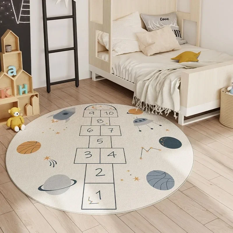 Cute Cartoon Style Rugs for Bedroom Decoration Home Living Room Round Floor Mat Soft Non-slip Sofa Area Carpets Washable Rug
