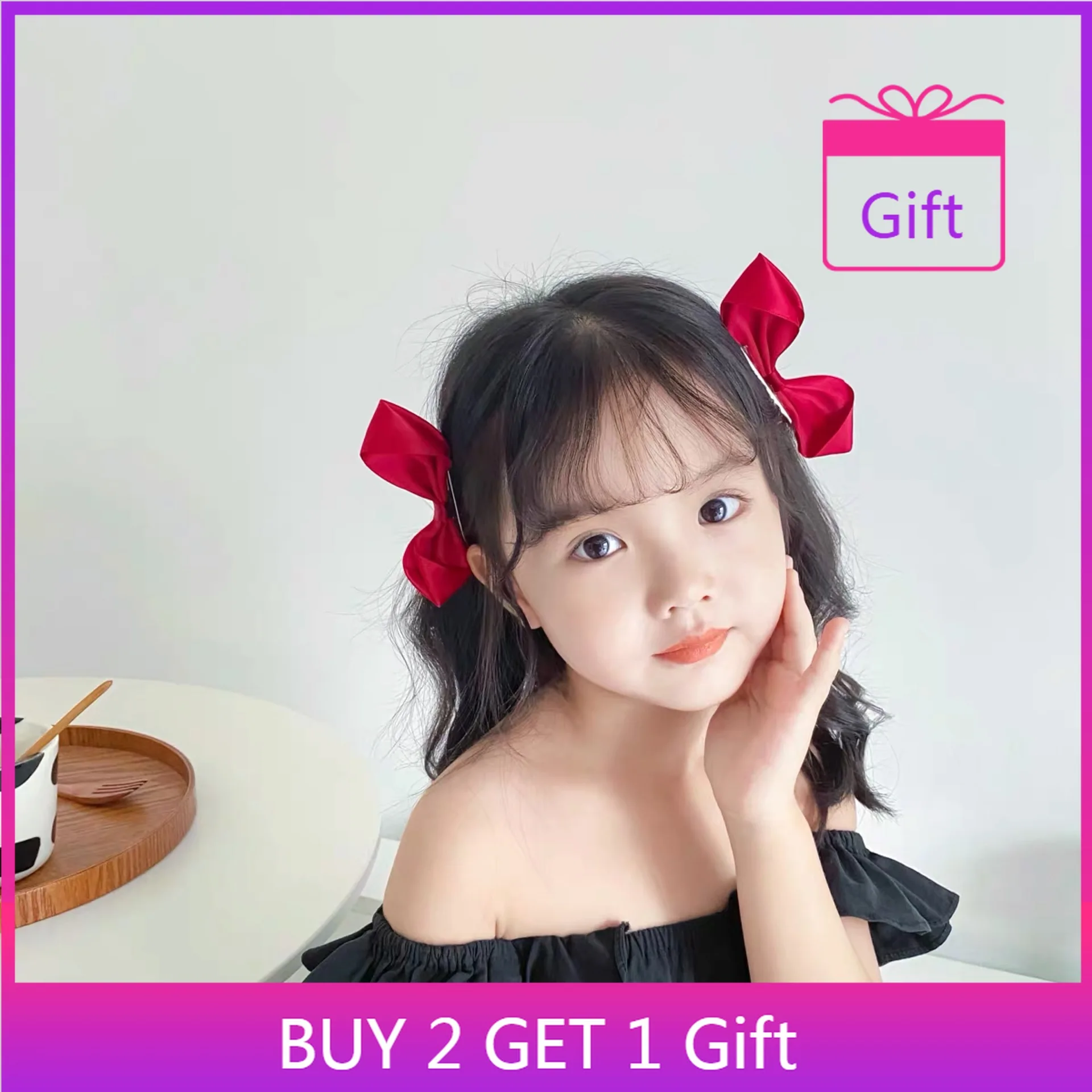 

Girls Hair Clips Set of 2 2025 Korean 3D Bow Minimalist Cotton Barrettes High Quality Baby Girl Hair Accessories for Everyday