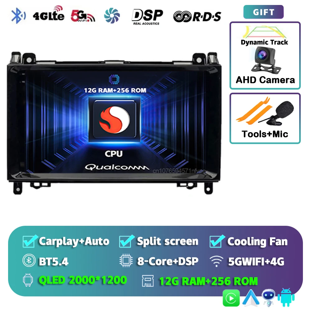Android 15 Voor Benz Sprinter Volkswagen Crafter 2006-2016 2K QLED Android Autoradio Multimedia Video Player GPS stereo CarPlay - afbeelding 1