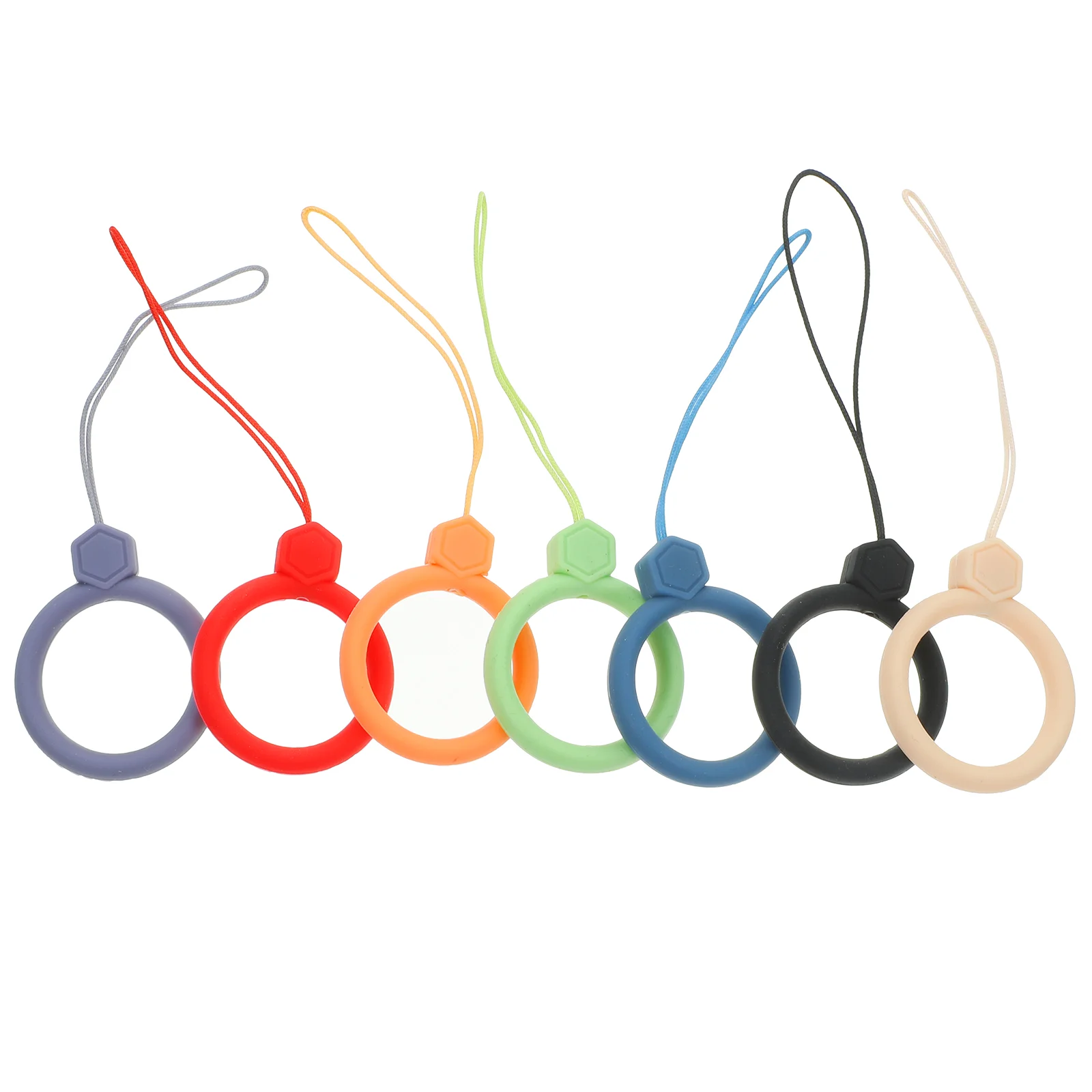 

9pcs Silicone Short Strap -lost Finger Ring Lanyard for Camera Keychain (Gem, Mixed Colors)