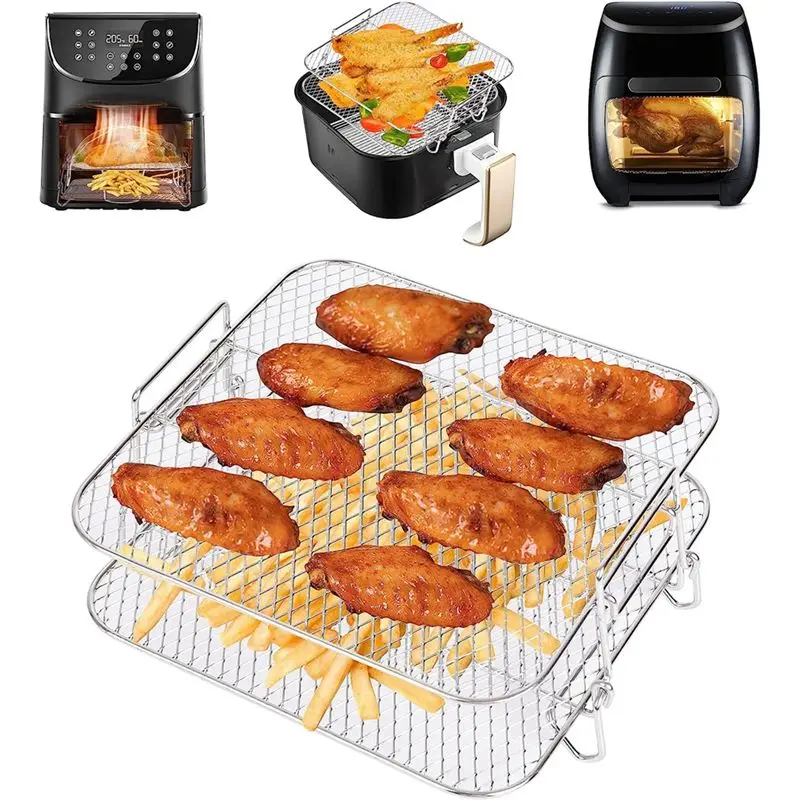 ✱Air Fryer Rack for Cosori 5.5L Air Fryer, 2 Tier Air Fryer Grill/Shelf/Dehydrator Rack Square ,Air Fryer Accessories