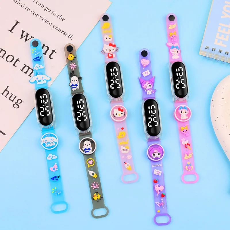 การ์ตูนส่องสว่างอะนิเมะ Sanrio นาฬิกา Hello Kitty นาฬิกาเด็กกีฬานาฬิกาซิลิโคนของเล่นเด็กของขวัญ