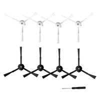 A59E-8Pcs Side Brush Accessories For Roborock Q Revo /P10 Robot Vacuum Cleaner Replacement Parts, Black And White Side Brush