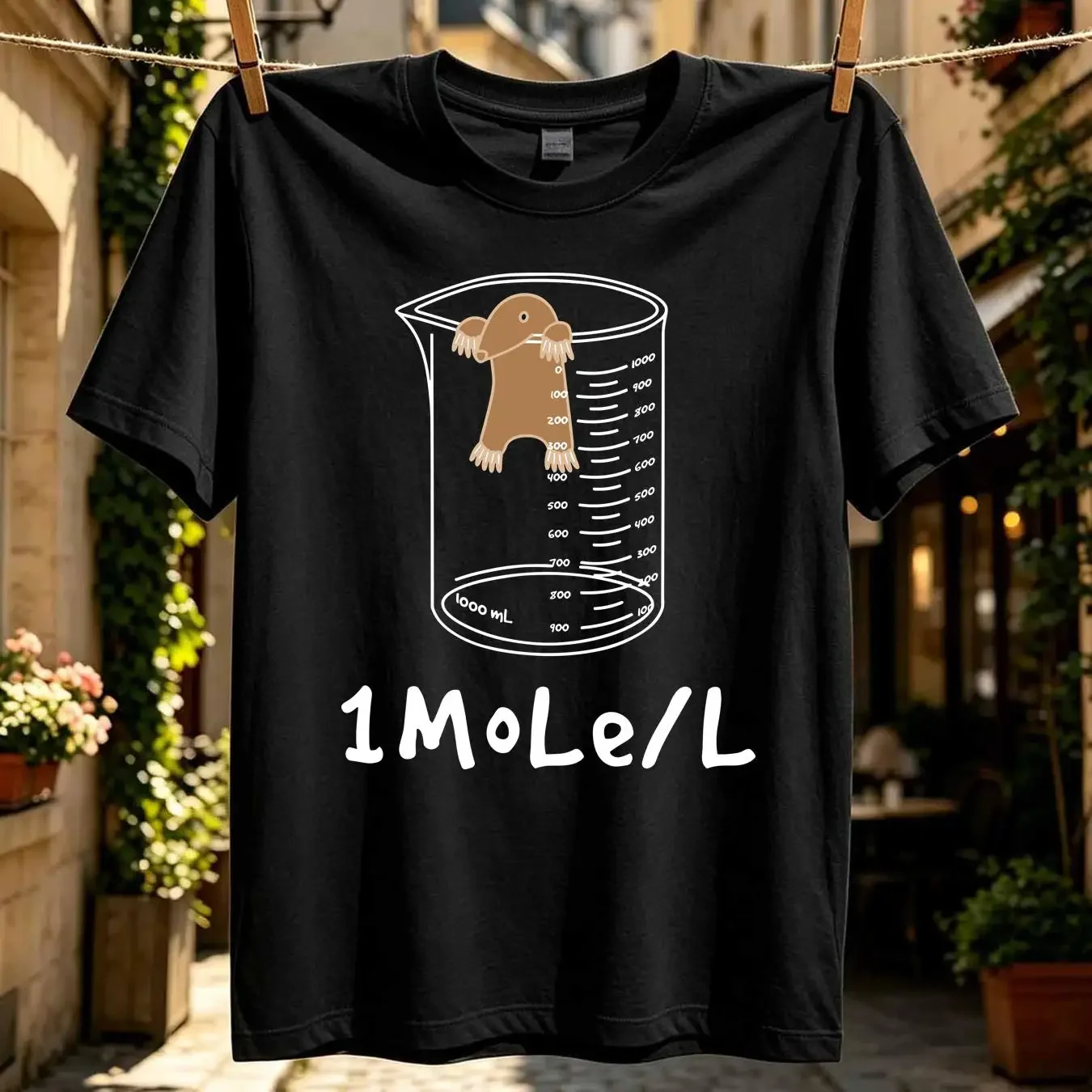 washed T Shirt One Mole Per Liter Funny Chemist Joke Chemistry Lover long or short sleeves vintage Washed Soft designer clothes