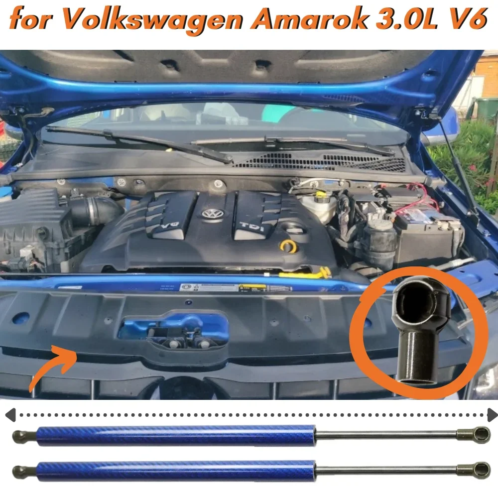 Qty(2) Hood Struts for Volkswagen Amarok 3.0L V6 2010-2022 Front Bonnet Modify Gas Springs Dampers Shock Absorbers Lift Supports