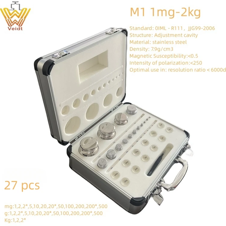 Veidt Weighing E2 F1 F2 M1 1mg-5kg 28pcs Calibration Weight Pesas Patron For 0.1g Precision Scale Lab Balance Mass Weight Set