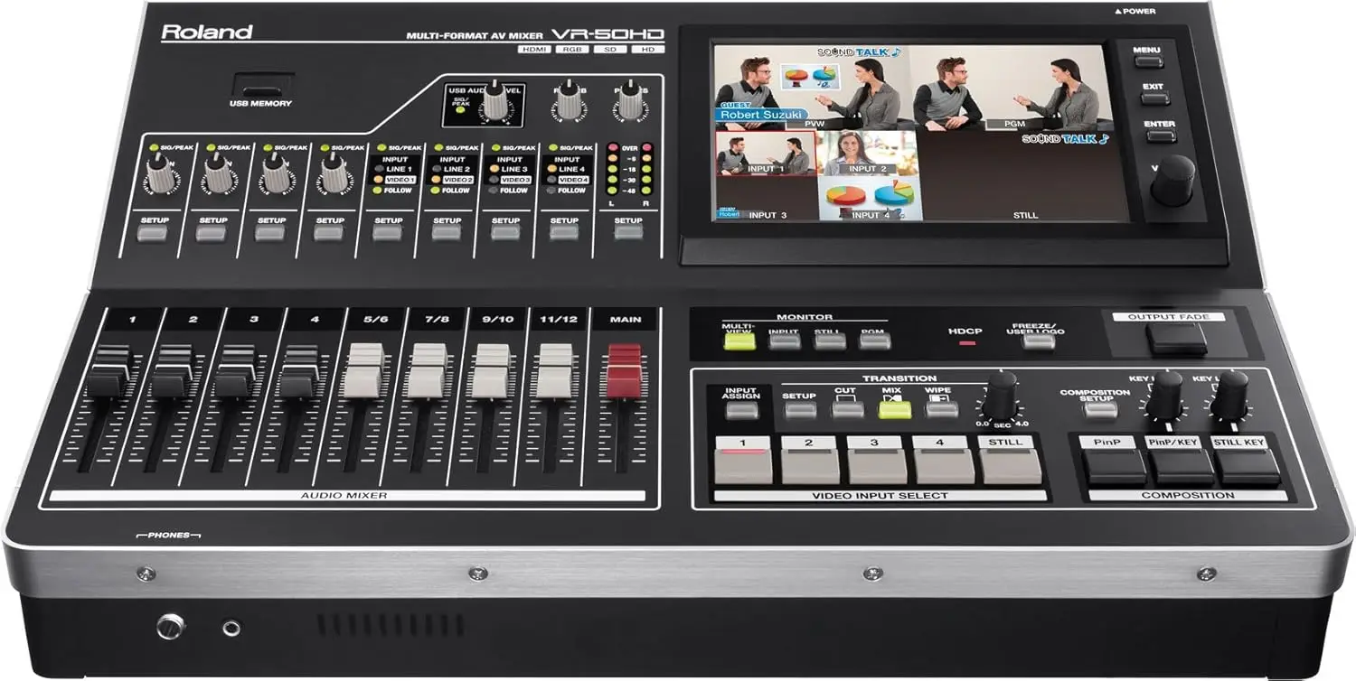 Roland VR-50HD All-in-One HD AV Mixer USB 3.0 Multi-Format Streaming Recording Web Broadcast
