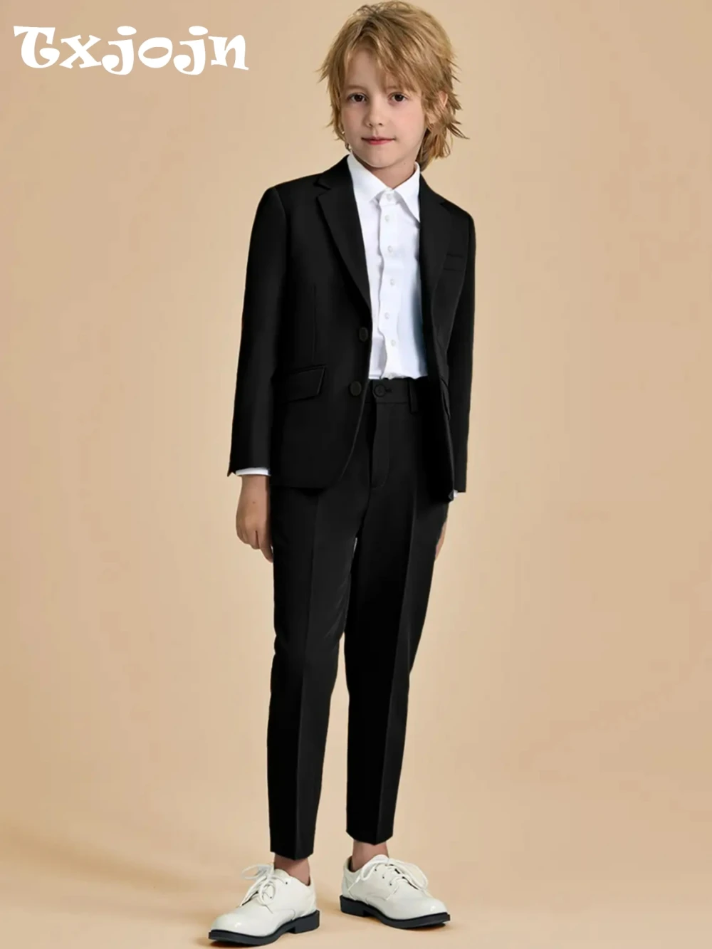 

Classic Black Kids Slim Fit Suits 2 Pieces Piano Performance Outfit Notched Lapel Boys Suit Set Banquet Party Wear 2-20T