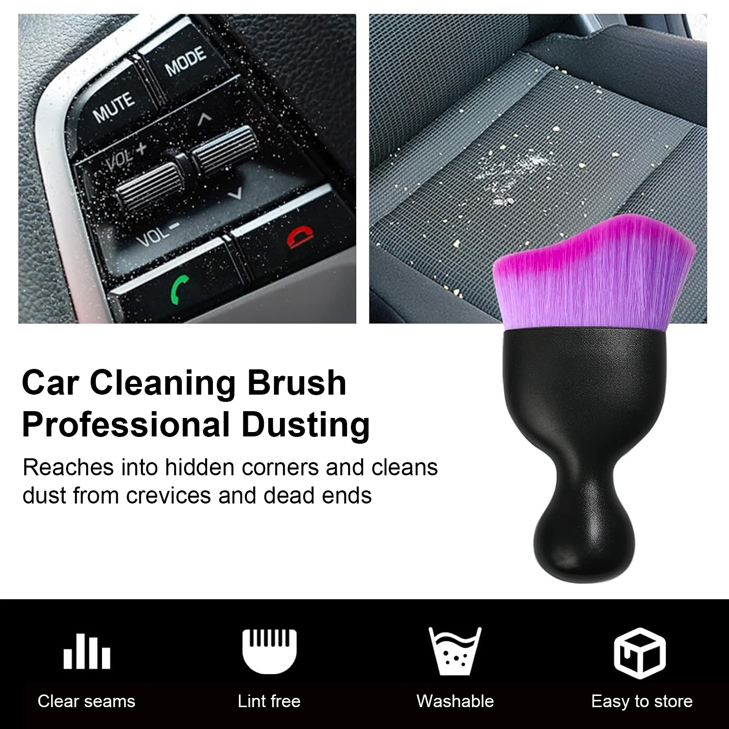 Car Detailing Brush Curved Soft Bristles Auto Removal Dust Collectors Vehicle Dashboard Interior Cleaning Tool Accessories