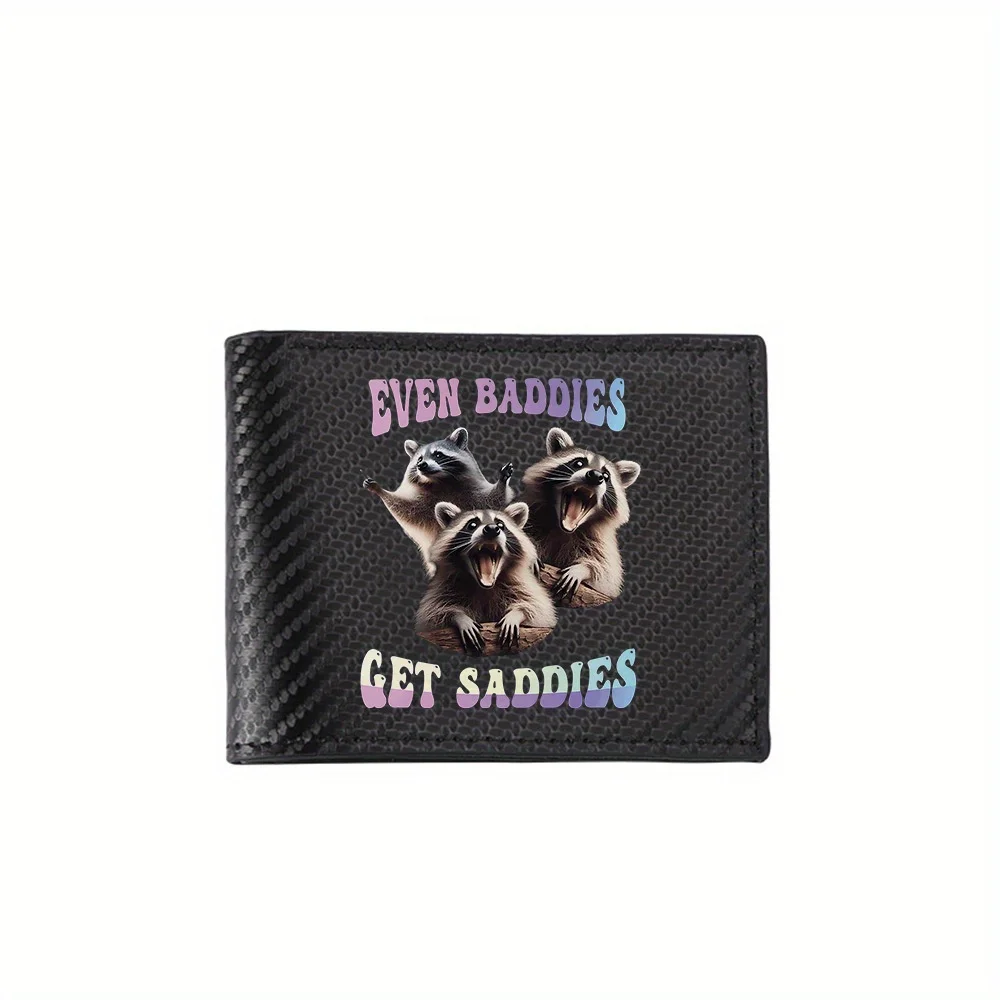 Raccoons scream,point,log. Text Men's Wallets Simple Business Modern Stylish Printing Design Gifts For Father Boyfriend Christma
