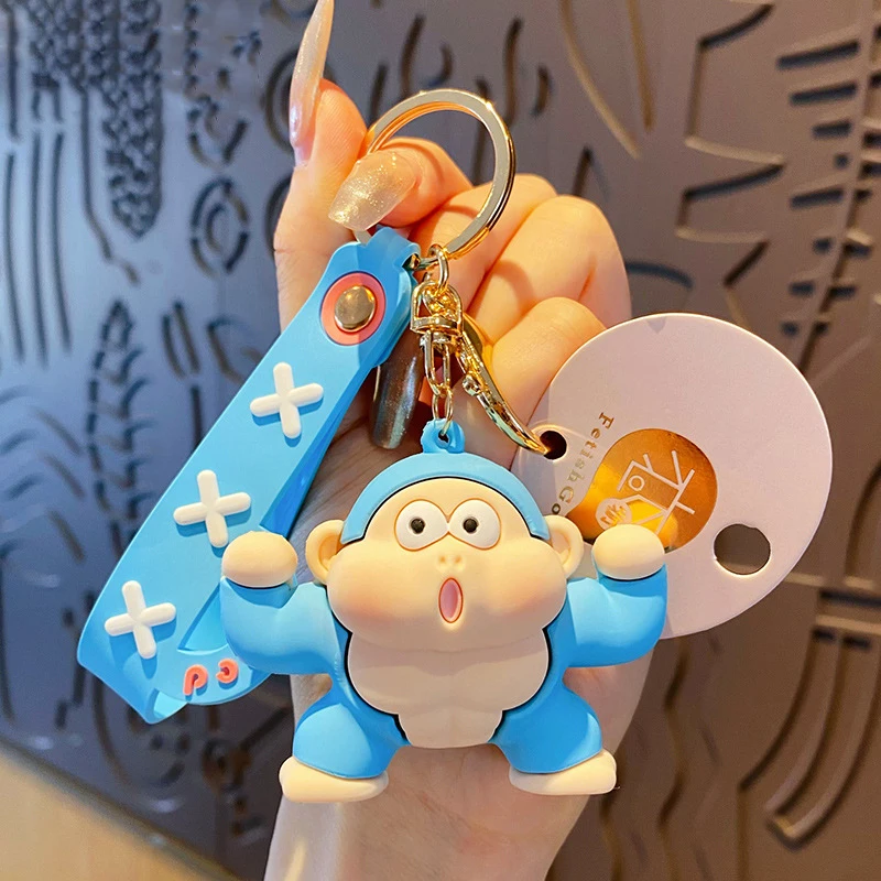 New Cartoon Gorilla With Abs Simulation Doll Keychain Cute Shout Fitness Gorilla Monkey Animal Bag Pendant Key Chain Charm Gift