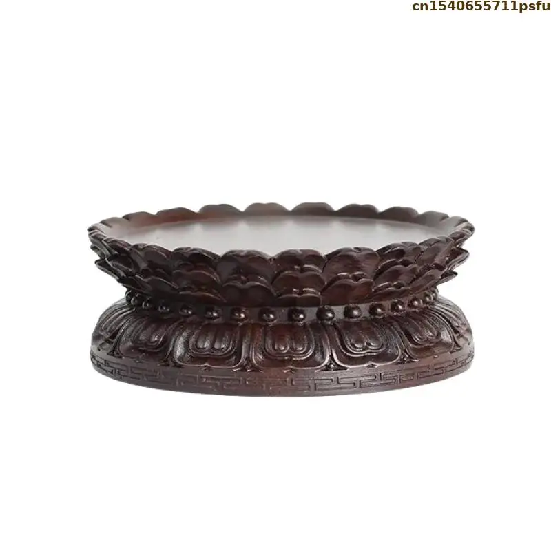 Miniature Ebony Wooden Base Buddha Statue Figurines Display Stand Altar Table Vase Flower Pot Bonsai Sorting Table Log Lathe