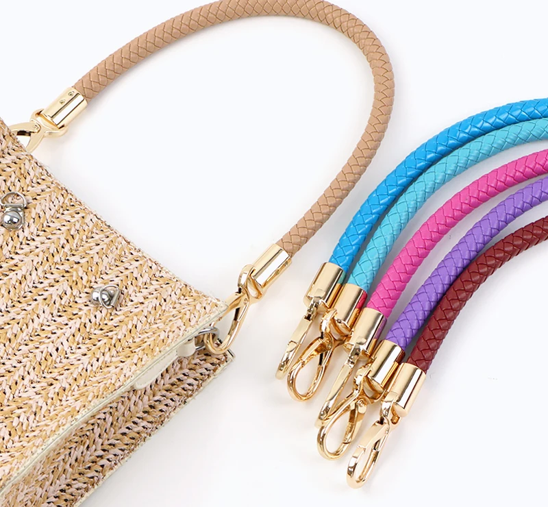 2Pcs Deepeel 30/40/50/60cm Leather Bag Handles Woven Rope Shoulder Strap Metal Buckles Handbag DIY Replace Bags Accessories