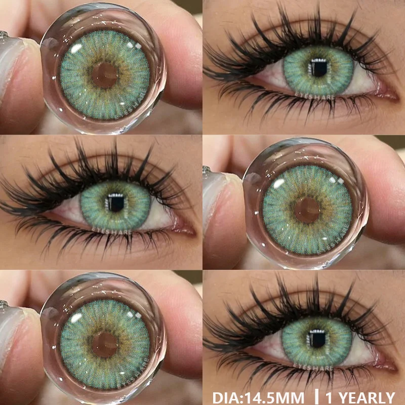 Fashion Color Contact Lenses for Eyes 1pair Blue Eye Lenses Gray Contacts Cosmetic Green Contact Lenses Yearly Color Eye Lens