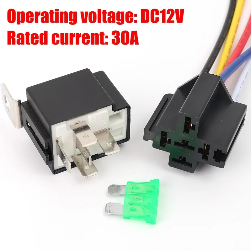 DC 12V 30A Waterproof Car Relay 4Pin 5Pin with Socket Fuse Coil Heavy Duty Automotive Relay for Vehicle Modification
