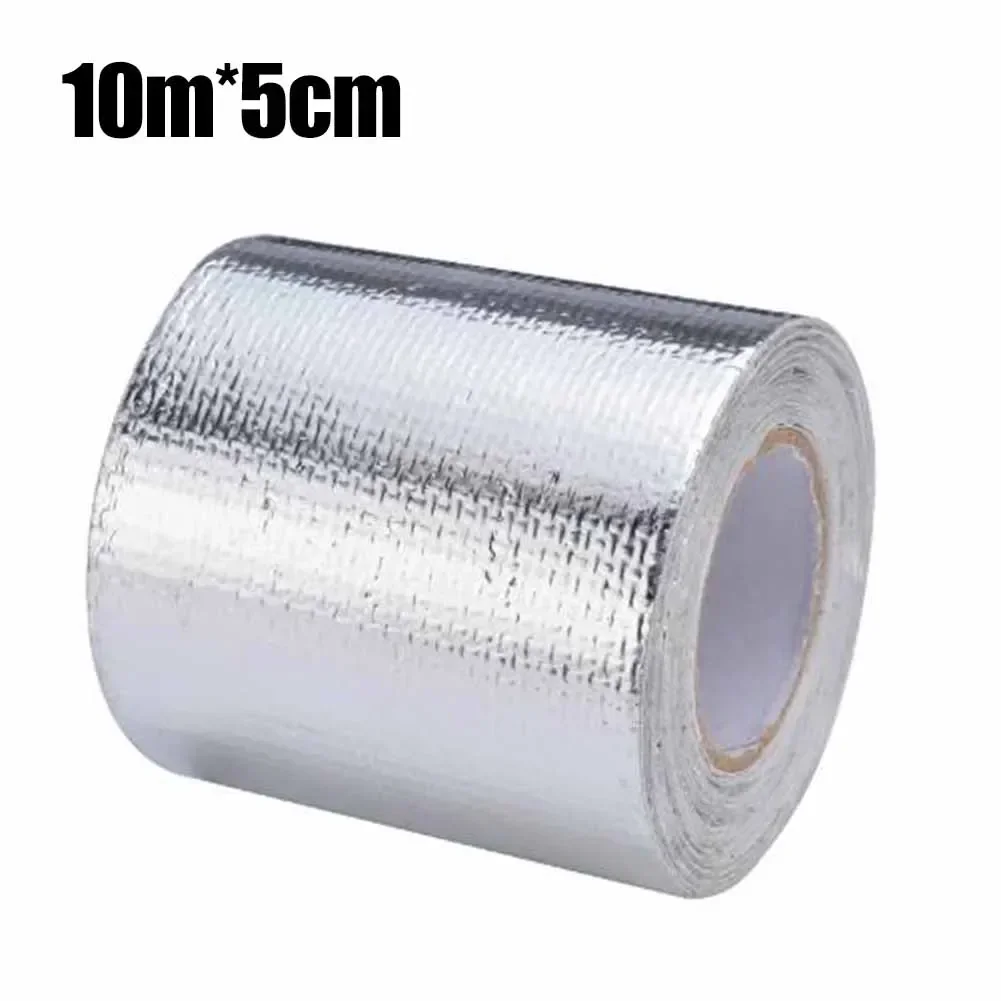 10Mx5cm Car Thermal Exhaust Tape Air Intake Heat Insulation Shield Wrap Waterproof Reflective Foil Tape Silver Adhesive