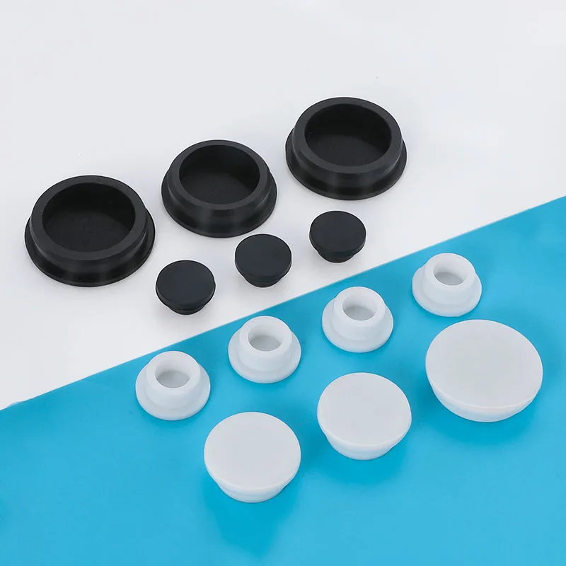 Silicone Rubber Hole Caps Plugs 6.8mm 7.3 7.8 to 25mm Seal Stopper T Type High Temperature Dustproof Plug Cover White Black