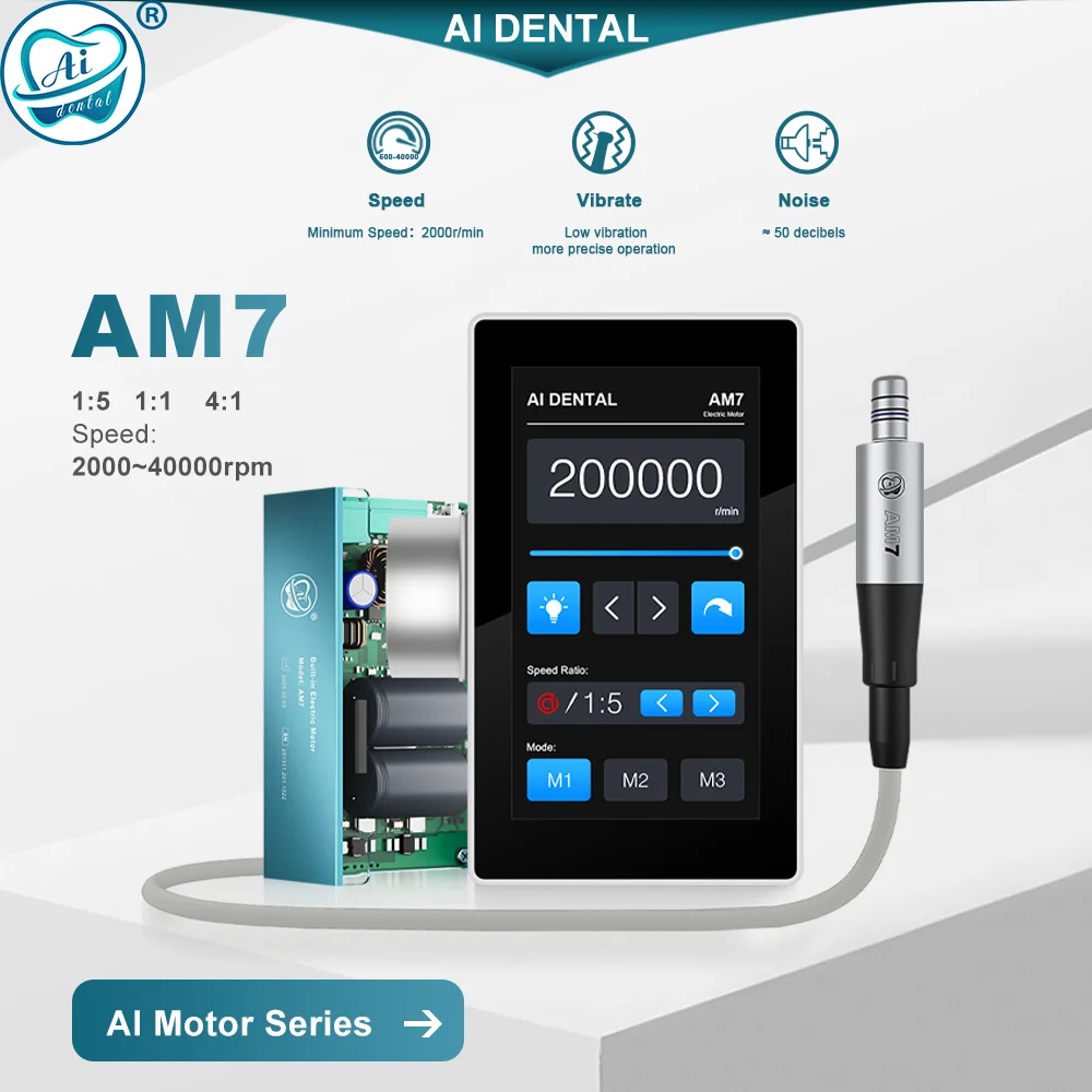 AM7-B Dentaler Elektrischer Bürstenloser Mikromotor mit Volltouchscreen-LED und E-Typ-Motor zur Verbindung mit Winkelstück