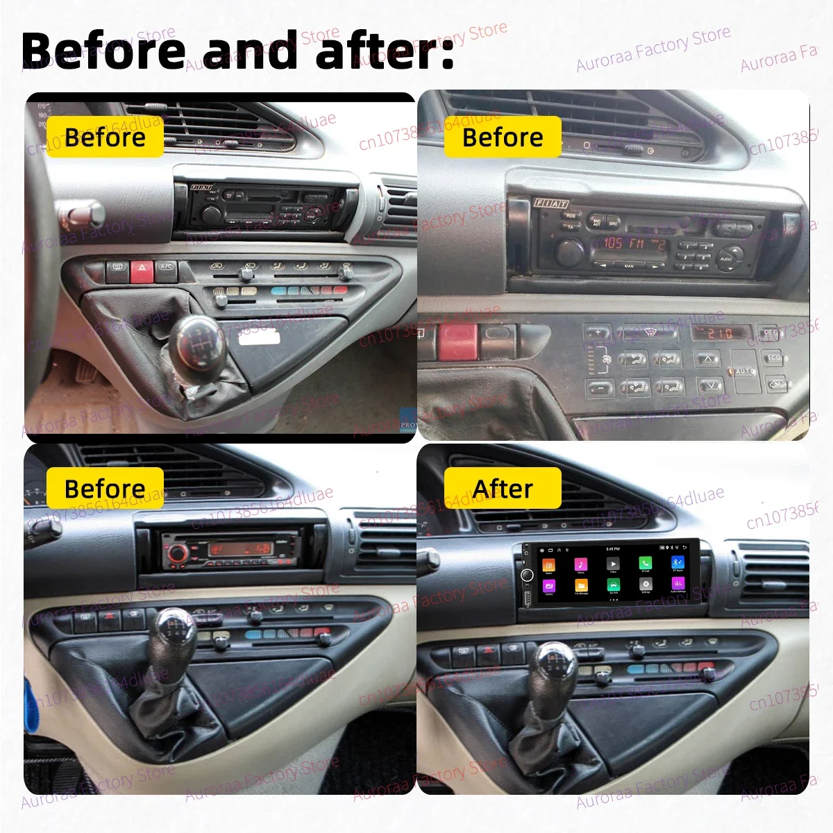 1 Din Carplay Android Auto Radio Android Car Multimedia for FIAT ULYSSE 1994-2001 6.86