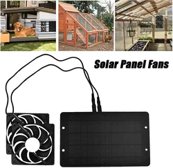 Kit de Panel Solar de 10W y 12V, Kit DE VENTILADOR Dual alimentado con energía Solar, resistente al agua, ventilador de escape para invernaderos de casas de pollos y perros