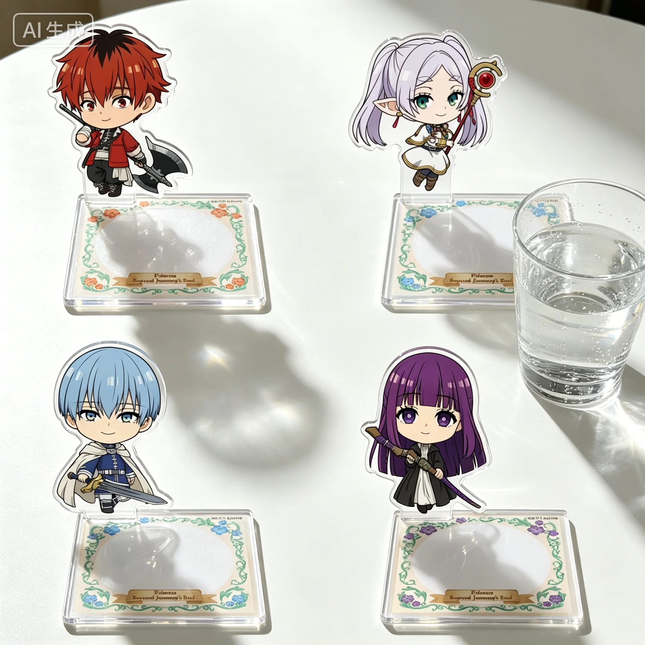 Anime Frieren: Beyond Journey's End Frieren Stark Acrylic Cup Mat Keychains Desktop Ornament Utility Items