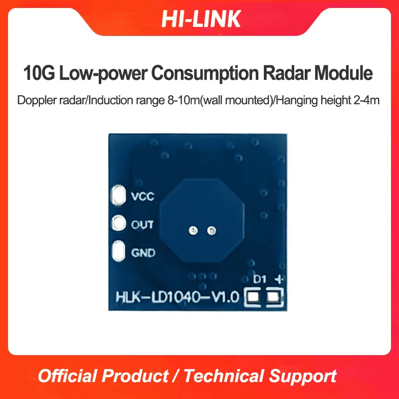 

10GHz Hi-link radar sensing module HLK-LD1040 LD1040C low-power micro motion intelligent sensing sensor IFC/uart output with MCU