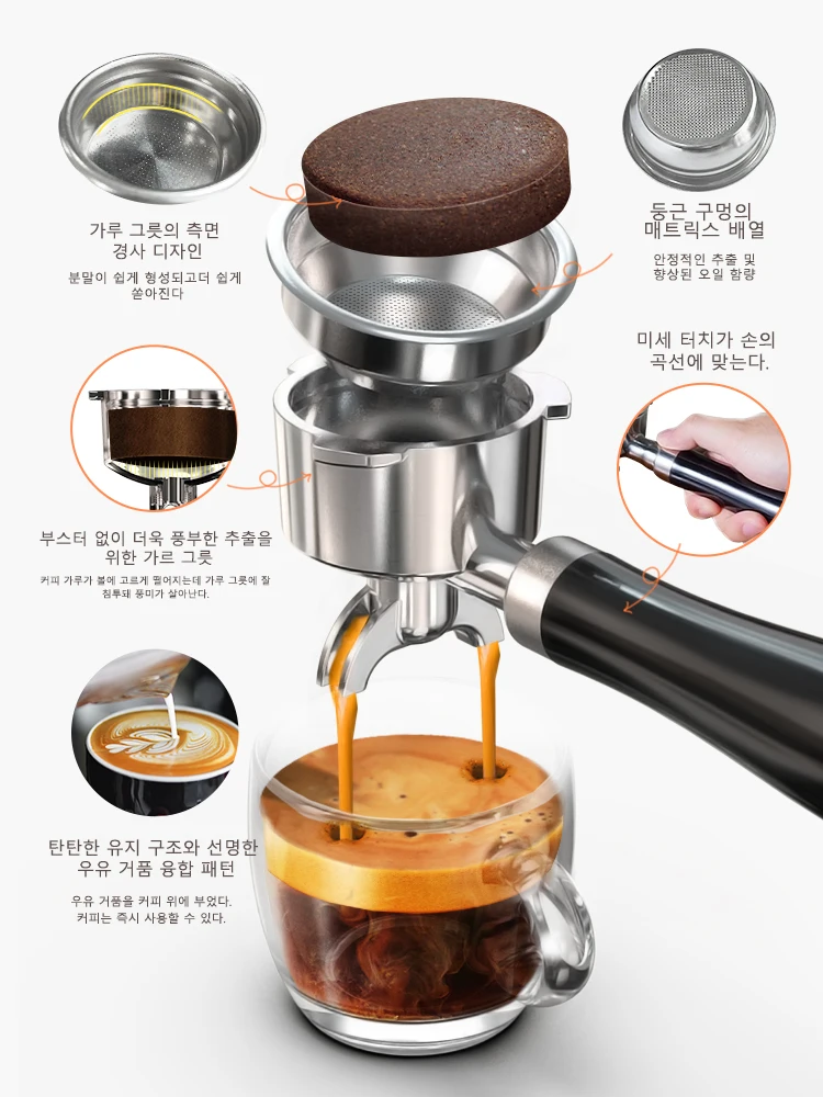 HiBREW 반자동 에스프레소 커피 머신, 온도 조절 가능, 58mm 포타필터, 콜드/핫 ... - 5