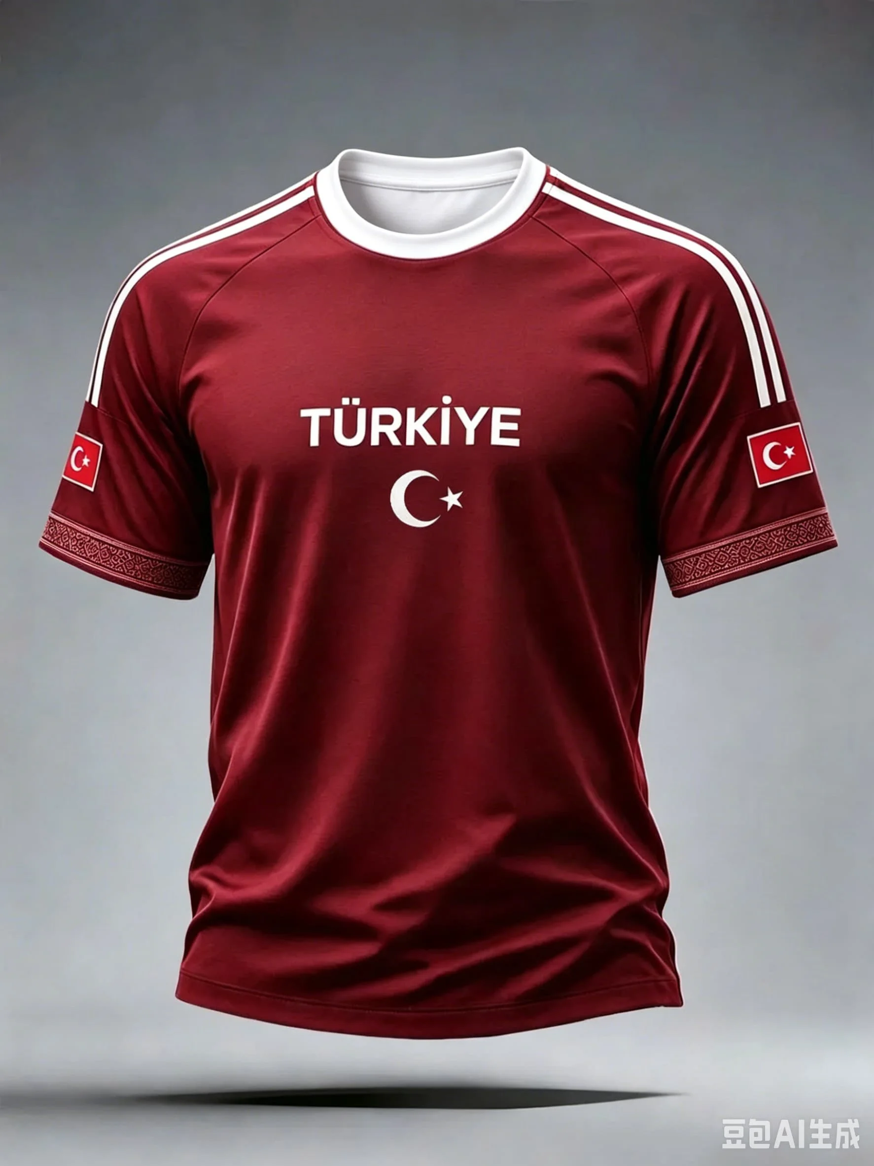 Men Turkey Football Jersey Black Fashion Short Sleeve Crescent‑Star Badge Soccer Shirt GYM Fan Sports  Jersey Family Kids Tees
