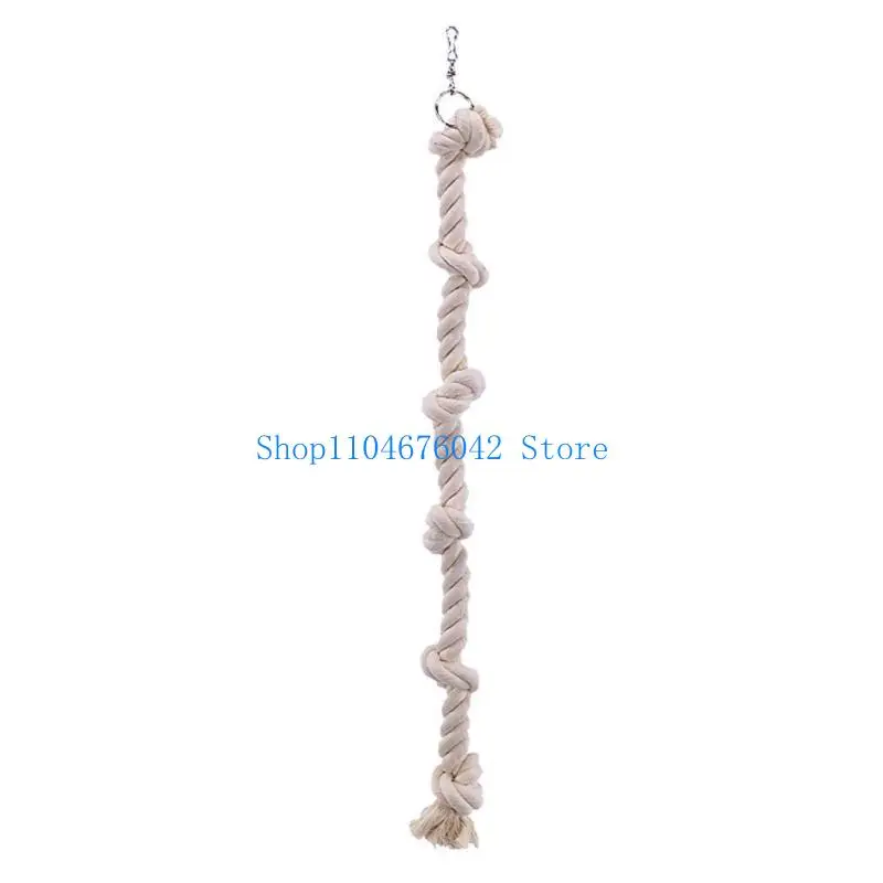 652F Bird Cage Toy Cotton Bungee Rope with Knots Hanging Chew Toy Length 15.74”