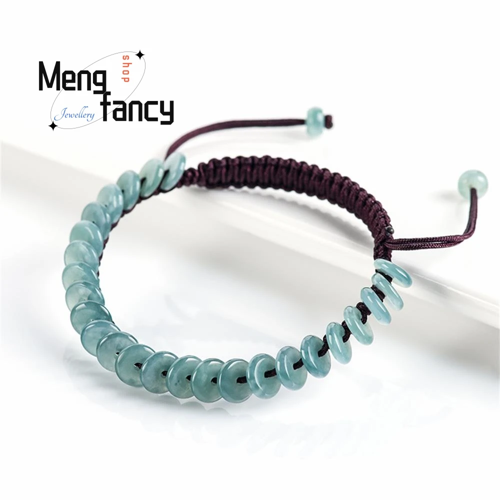 

Natural A goods jade blue water safety buckle hand rope ice jade for men bracelet for women