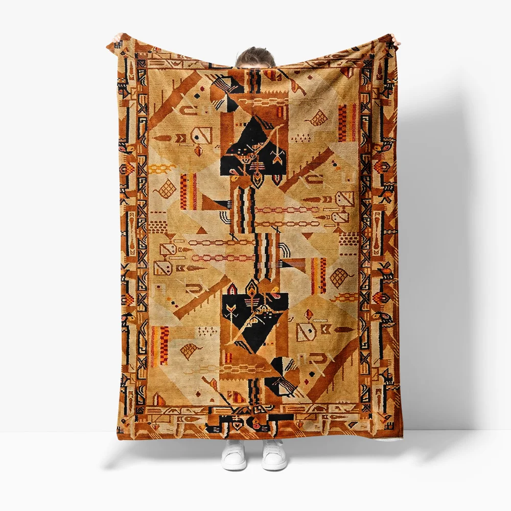 Boho Kilim Tribal Pattern Blanket for Sofa Bed Travel Camping Living Room Office Conditioning Blanket for All Seasons Gifts