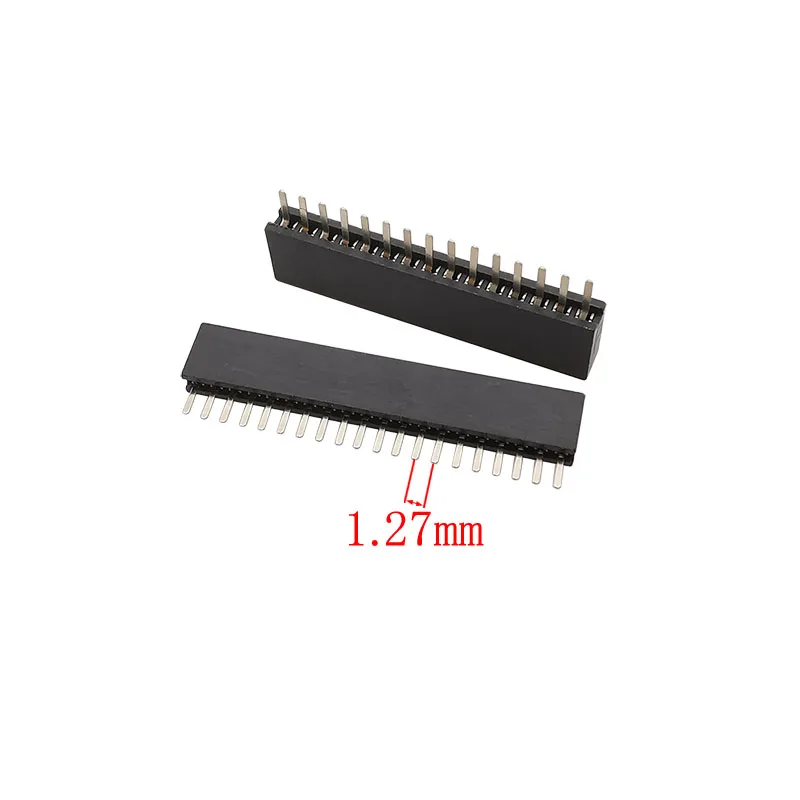 10Pcs Single Row Pitch 1.27 mm Female Jack Pin Header PCB Board Connector 2P-50Pin Straight 1.27mm Pinheaders Socket Plug Strip