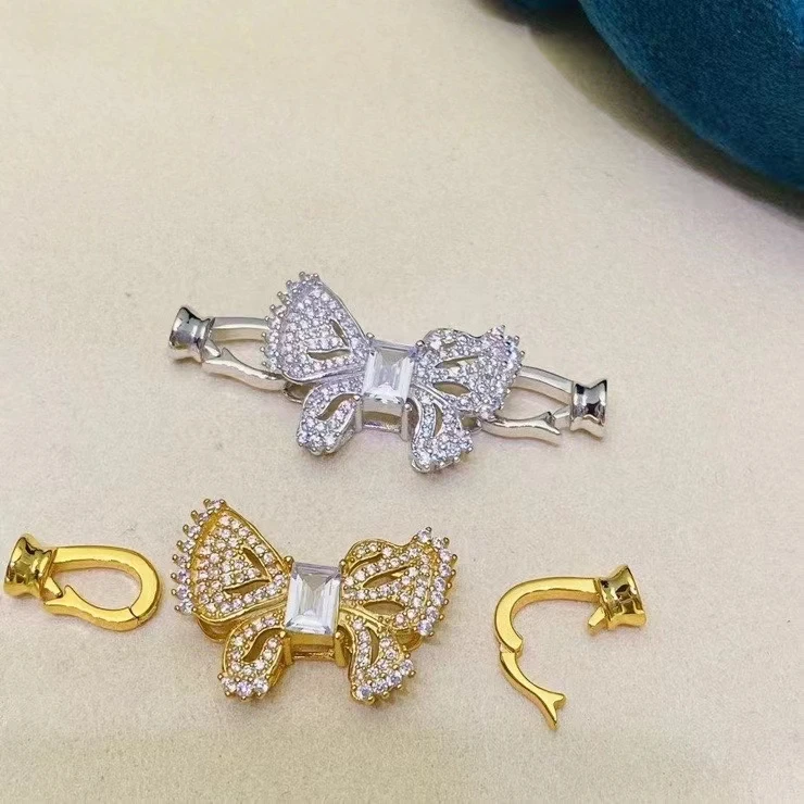 Wholesale Butterfly Shape 925 Sterling Silver Necklace Bracelet Clasps and Hooks Jewelry Accessory Parts Settings 3pcs/lot