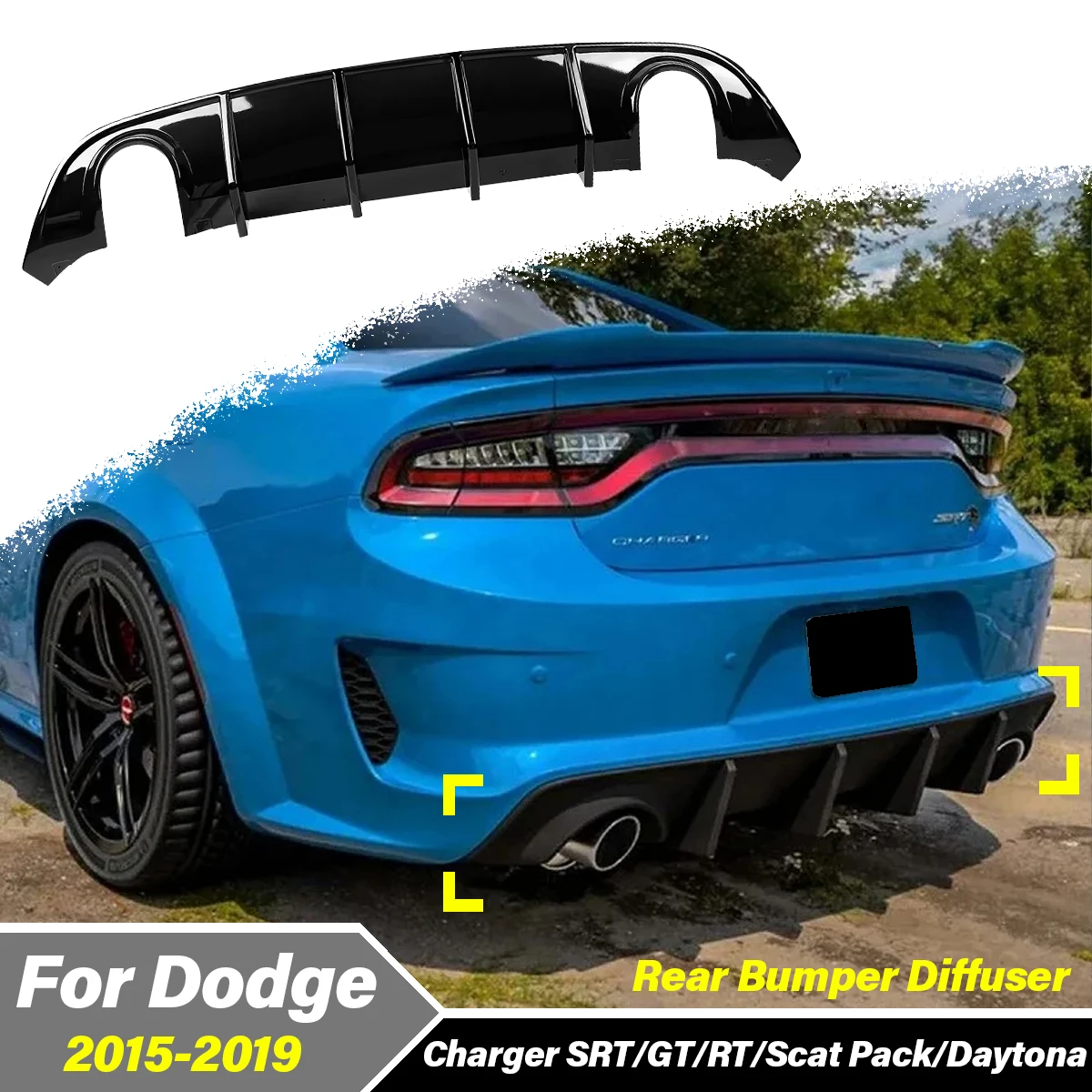 

For Dodge Charger SRT/GT/RT/Scat Pack/Daytona 2015 2016 2017 2018 2019 Car Rear Bumper Spoiler Lip Exterior Accessories Body Kit