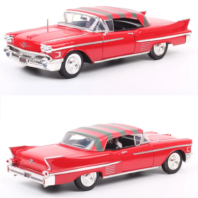 1:24 1958 Cadillac SERIES 62 Freddy Krueger Figure Alloy Static Car Toy Model Kids Collectibles Souvenir Gifts J278