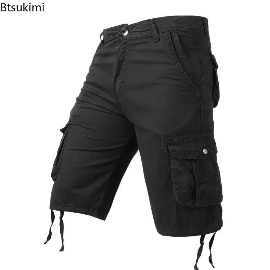 

2025 Men's Summer Casual Cotton Shorts Loose Cargo Pants Men Fashion Multi-pockets Capris Men Beach Sport Shorts Tooling Shorts