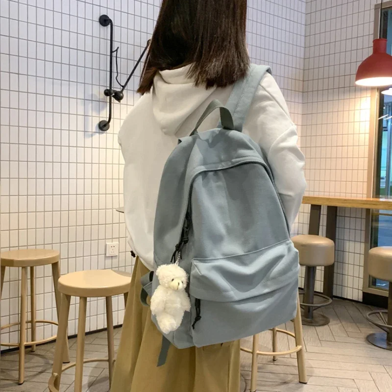 Mochila de viagem monocromática para mulheres, mochila escolar para estudantes, meninas e meninos, nova moda