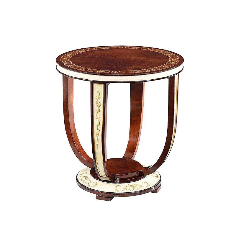 British neoclassical rounded corner villa mansion light luxury mahogany core wood sofa edge