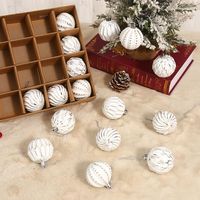 16pcs 6cm Painted Christmas Balls Set White Plastic Electroplated Christmas Hanging Balls Elegant DIY Merry Christmas Tree Decor