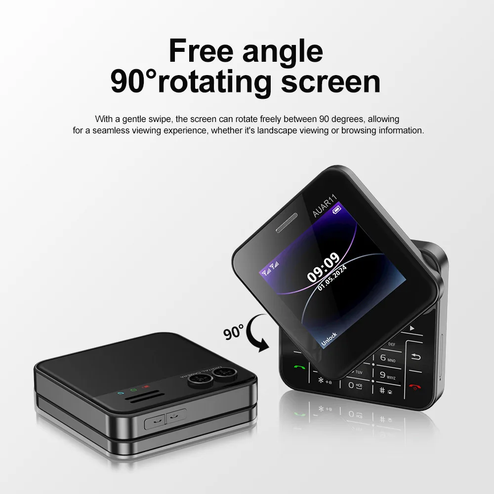 انخفاض سعر بيع سيرفو AUAR11 2G GSM تدوير الشاشة المزدوج سيم سرعة الطلب ماجيك صوت مصباح يدوي 2.4 "الجانب المنزلق مربع الهواتف المحمولة