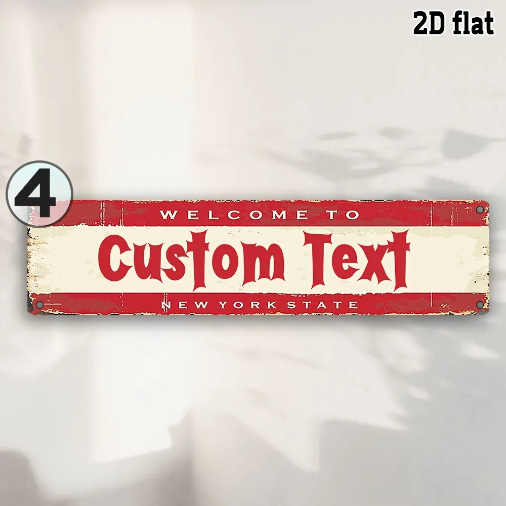 Custom 2D Plane Aluminum Sign, Retro Red White 16x4in, Pre-drilled Wall Art, Rustic Decor Gift For Home Bar Garage