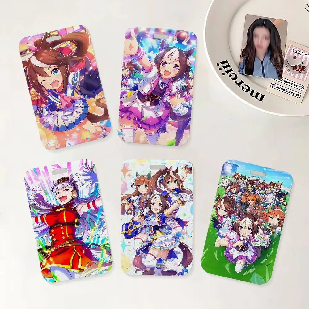 Anime U-Uma M-Musume Pretty D-Derby Niedlicher Ausweishalter mit Umhängeband für Büro, Schule, Namenskarten, Ausweishülle