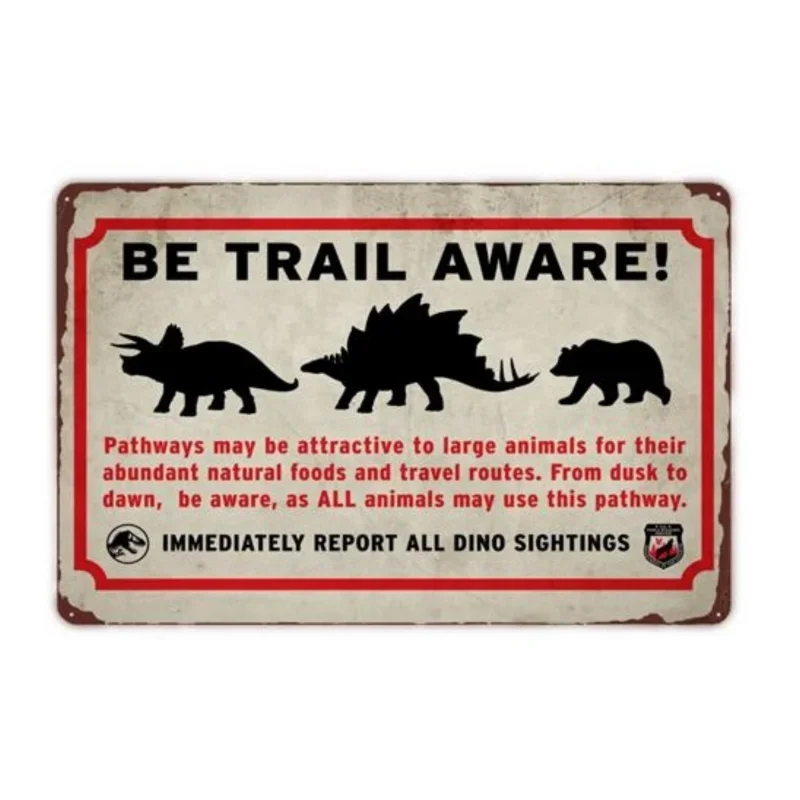 Funny Beware of Raptor Metal Tin Sign, Slow Down Sign, Outdoor Zoo Plaque, Dinosaur Warning Sign, Wall Decor, 8x12 Inch