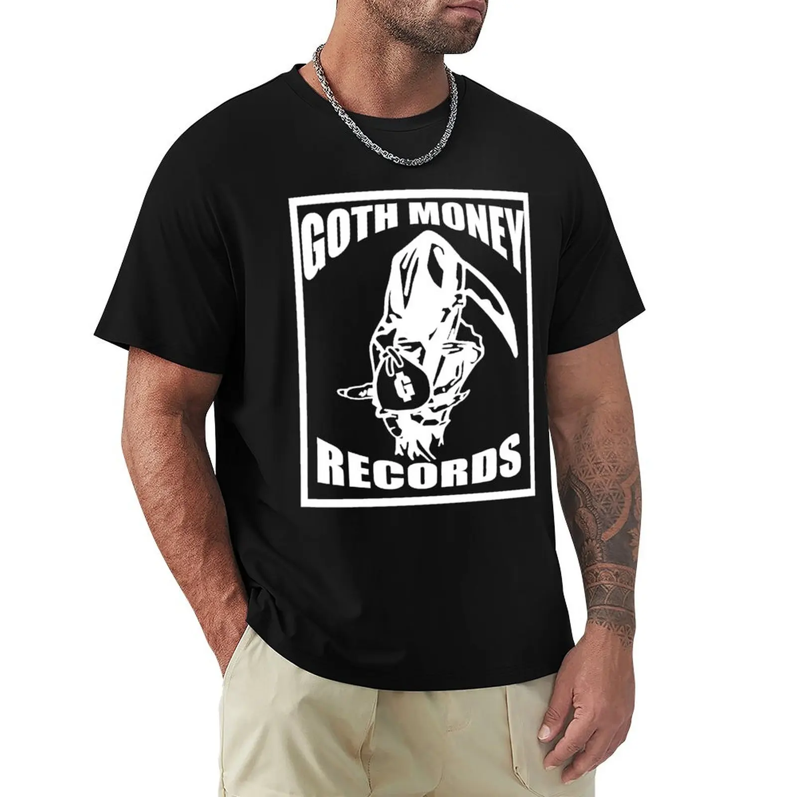 Goth money records grim reaper classic t shirt T-Shirt customs plus size tops rapper graphic tees heavy weight t shirts for men